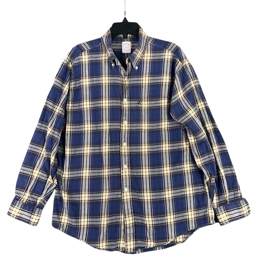Vintage Y2K Brooks Brothers 346 L Plaid Flannel Shirt Cotton Button Down Classic